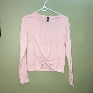 Design Lab Lord & Taylor Pink Tie Front Fitted Blouse